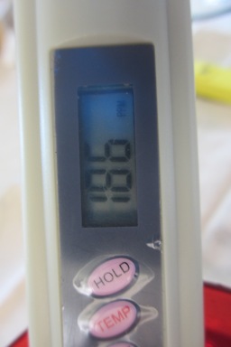 TDS (total dissolved solids) meter reading - too high for my liking!